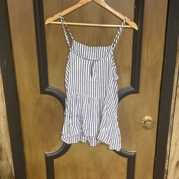 Blue and white striped tank top. Size medium. - Picture 2 of 3